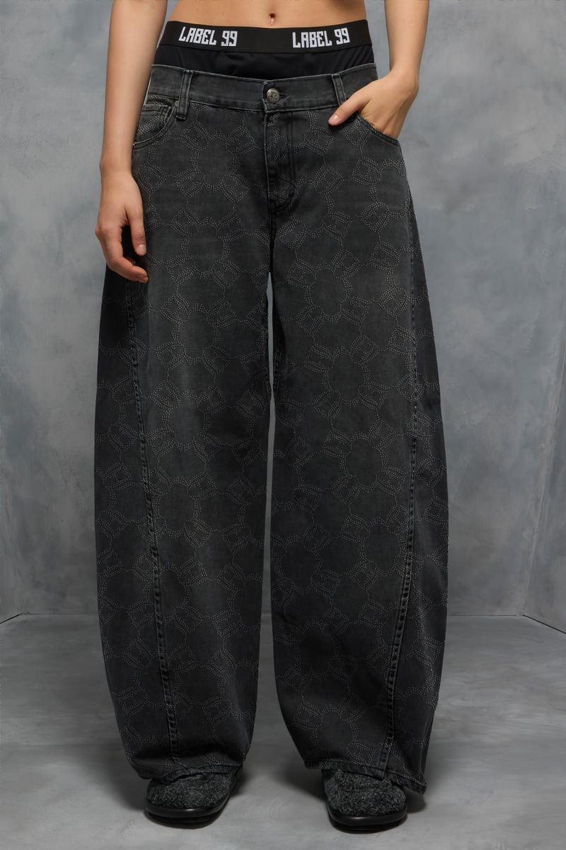 JEANS BARREL BLACK BAF LABEL                                                                         